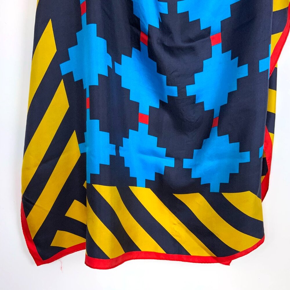 Vintage 70s - 80s Perry Ellis Silk Scarf Bold Geometric Design 34" - Picture 9 of 16